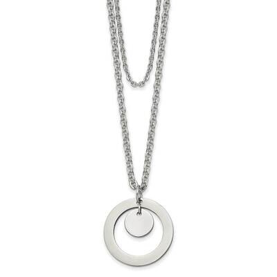 2 Strand Circle and Disc 16.5 Inch with 2 Inch Extender Necklace Stainless Steel Polished SRN3003-1…