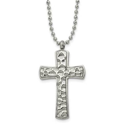 Titanium Polished &amp; Hammered Carbon Fiber Reversible Cross Necklace TBN192-22 by Chisel, MPN: TBN19…
