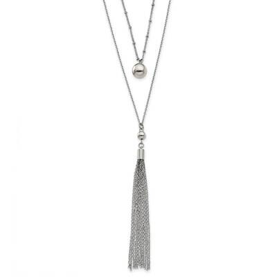2 Strand 24 Inch with 2 Inch Extender Necklace Stainless Steel Polished SRN3001-24 by Chisel, MPN: …