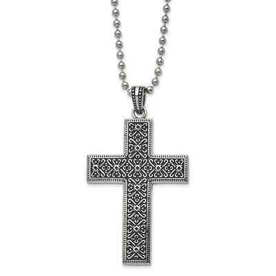 Antiqued and Polished Cross 22 Inch Necklace Stainless Steel SRN2982-22 by Chisel, MPN: SRN2982-22,…