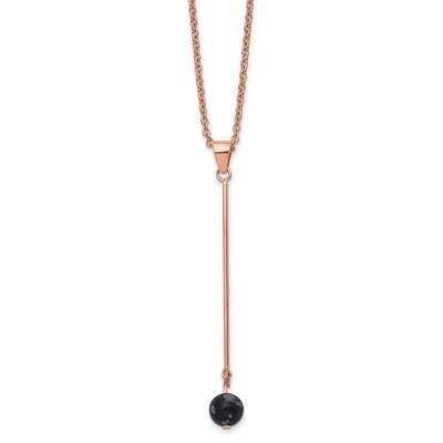 Rose Ip with Snowflake Stone with 2.5 Inch Extender Necklace Stainless Steel Polished SRN2921-14.75…