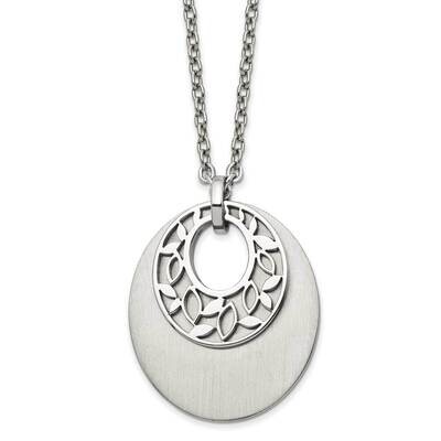 Polished Flower Cutout 18 Inch with 2 Inch Extender Necklace Stainless Steel Brushed SRN2901-18 by …