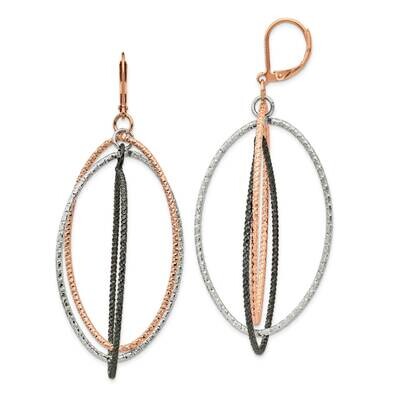 Textured Gun &amp; Rose Ip Leverback Earrings Stainless Steel Polished SRE1382 by Chisel, MPN: SRE1382,…