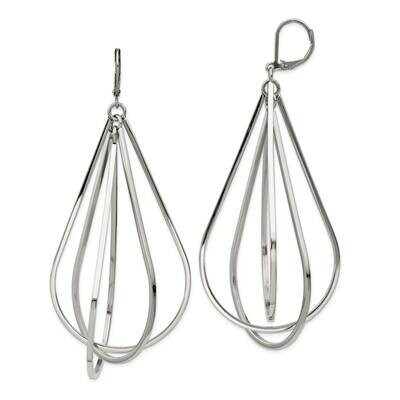 Geometric Dangle Leverback Earrings Stainless Steel Polished SRE1384 by Chisel, MPN: SRE1384, 19110…