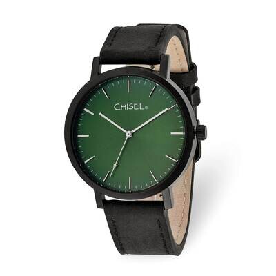 Matte Black IP-plated Green Dial Watch Matte Black TPW127 by Chisel, MPN: TPW127, 191101394720