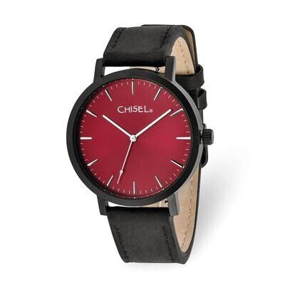 Matte Black IP-plated Red Dial Watch Matte Black TPW125 by Chisel, MPN: TPW125, 191101394744