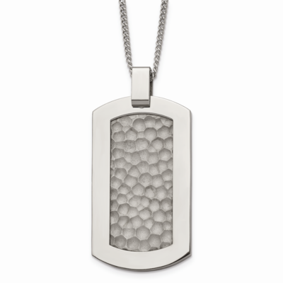 Hammered Pendant Necklace Titanium TBN125-22 by Chisel, MPN: TBN125-22, 883957029030