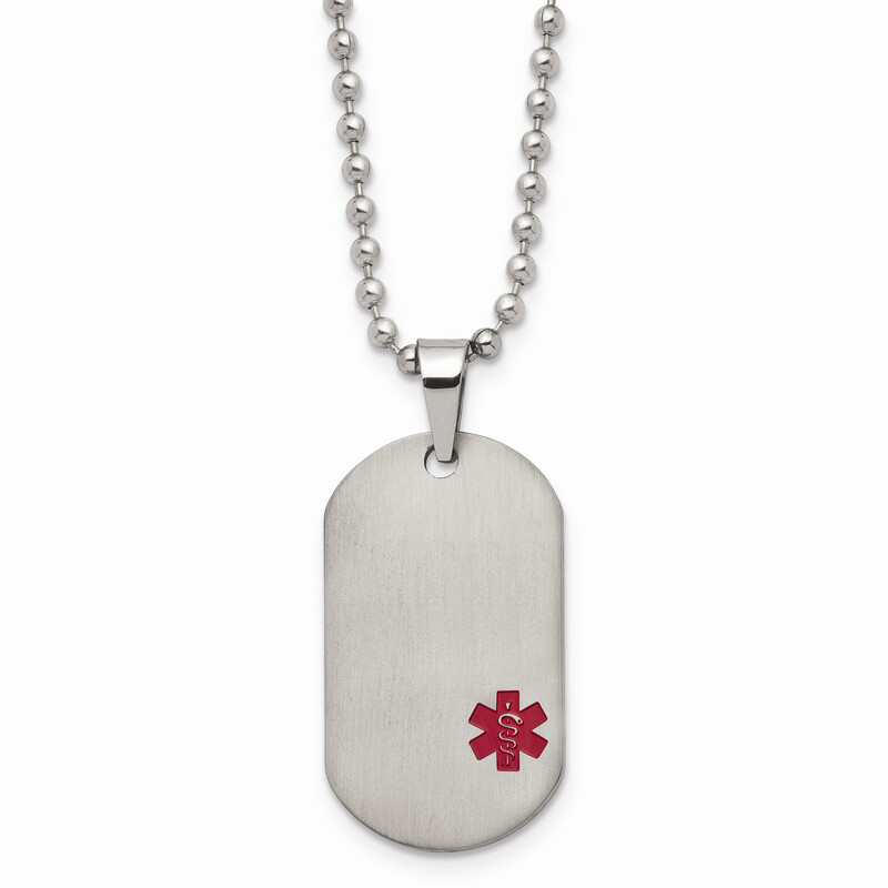 Medical Jewelry Dog Tag Pendant Necklace Titanium TBN124-20 by Chisel, MPN: TBN124-20, 886774277332