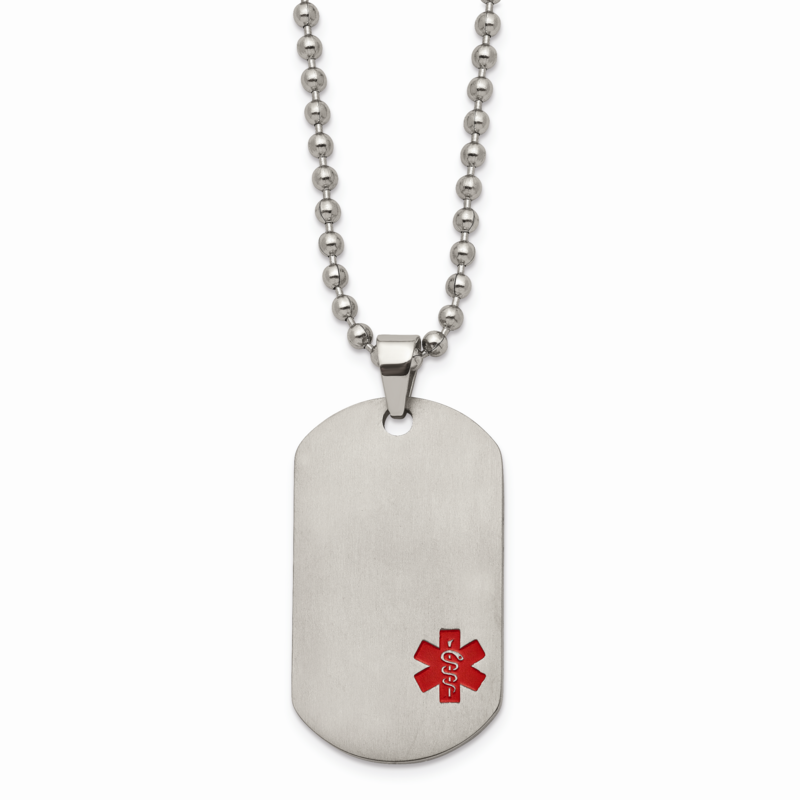Medical Jewelry Dog Tag Pendant Necklace Titanium TBN123-22 by Chisel, MPN: TBN123-22, 886774277325