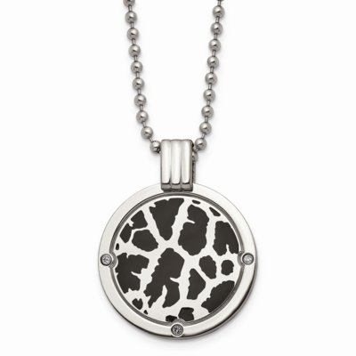 Black Enamel and 1/20ct. Diamond 24 Inch Necklace Titanium TBN122-24 by Chisel, MPN: TBN122-24, 883…