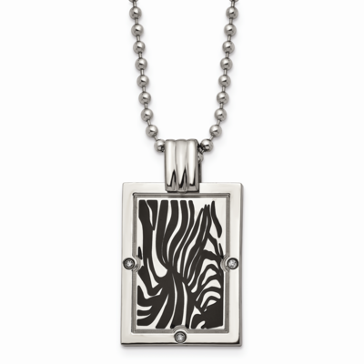 Black Enamel and 1/20ct. Diamond 24 Inch Necklace Titanium TBN121-24 by Chisel, MPN: TBN121-24, 883…