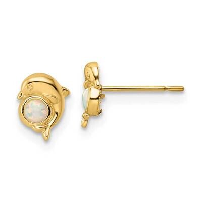 Created Opal Dolphin Post Earrings 14k Gold SE3020 by Madi K, MPN: SE3020, 883957978000
