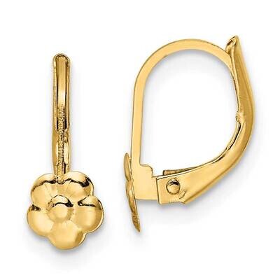 Flower Leverback Earrings 14k Gold Polished SE3013 by Madi K, MPN: SE3013, 883957977812