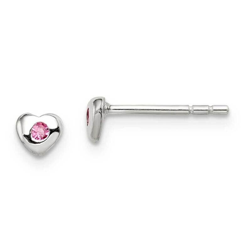 Oct Pink Preciosca Crystal Heart Earrings Sterling Silver Rhodium-plated QGK188OCT