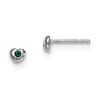 May Green Preciosca Crystal Heart Earrings Sterling Silver Rhodium-plated QGK188MAY by Madi K, MPN:…