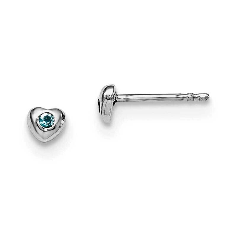 Mar Lt Blue Preciosca Crystal Heart Earrings Sterling Silver Rhodium-plated QGK188MAR