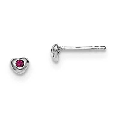 July Red Preciosca Crystal Heart Earrings Sterling Silver Rhodium-plated QGK188JUL by Madi K, MPN: …