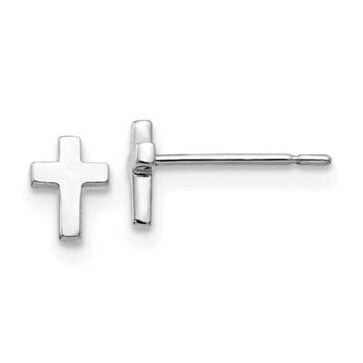 Children&#39;s Cross Post Earrings 14k White Gold GK689W by Madi K, MPN: GK689W, 883957977140