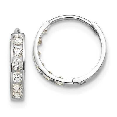 CZ Diamond Children&#39;s Hinged Hoop Earrings 14k White Gold GK650W by Madi K, MPN: GK650W, 8839579770…