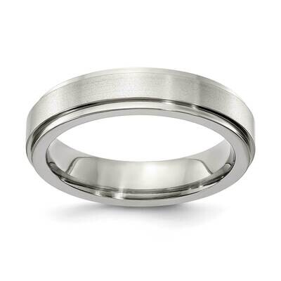 Edward Mirell Titanium Brushed &amp; Polished Flat Step 5mm Engravable Band EMR149-5MM by Edward Mirell…
