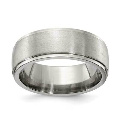 Edward Mirell Titanium Brushed &amp; Polished Round Step 8mm Engravable Band EMR148-8MM by Edward Mirel…