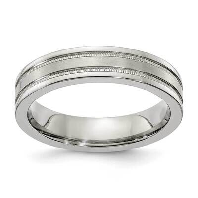 Edward Mirell Titanium Brushed &amp; Polished Flat Milgrain 5mm Engravable Band EMR145-5MM by Edward Mi…