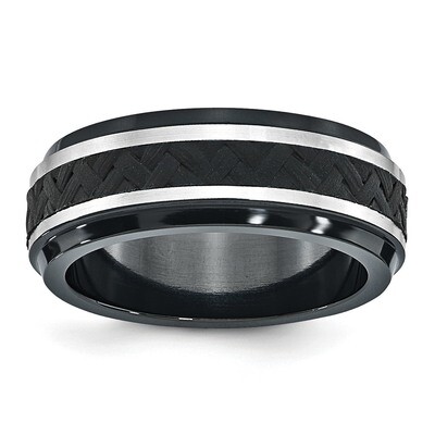 Edward Mirell 8mm Blk Ti Stepped Press Fit with Black Carbon Fiber Insert Band by Edward Mirell, MP…
