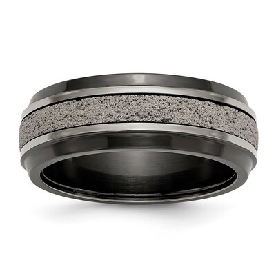 Edward Mirell 8mm Blk Ti Stepped with Gray Crete Insert Band by Edward Mirell, MPN: EMR311, 6146640…