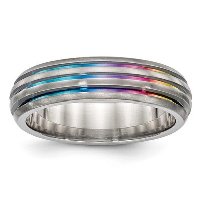 Edward Mirell Titanium Triple Groove Multi-color Anodized Ring by Edward Mirell, MPN: EMR272, 88677…