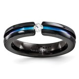 Edward Mirell Black Ti White Sapphire &amp; Rainbow Anodized 4mm Band by Edward Mirell, MPN: EMR161, 88…