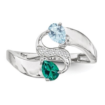 2 Birthstones Imitation and Diamond Couple Ring Sterling Silver XMR89/2SS-10, MPN: XMR89/2SS-10, 88…