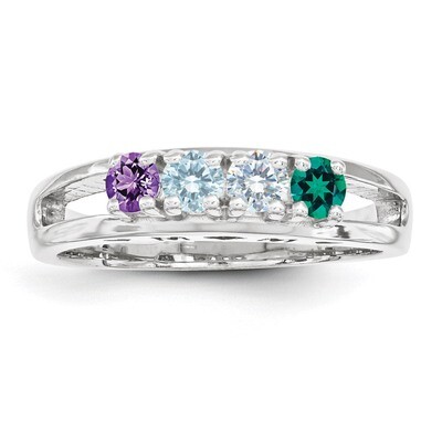 4 Birthstones 3mm Family Jewelry Ring Sterling Silver XMR71/4SS-6, MPN: XMR71/4SS-6, 883957870052