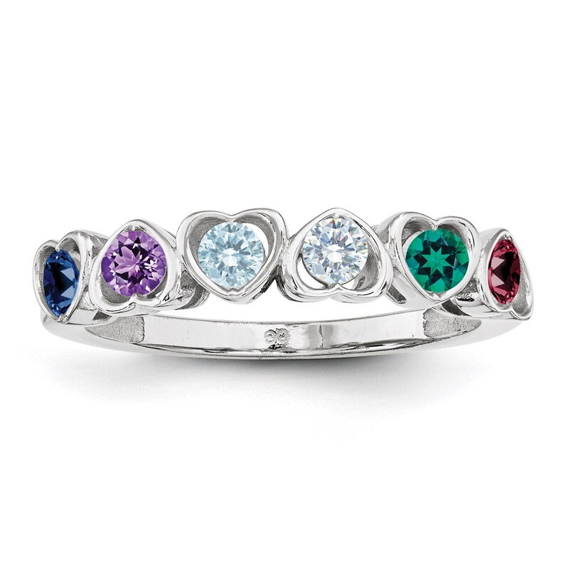 6 Birthstones Mother&#39;s Ring Sterling Silver XMR85/6SS-10