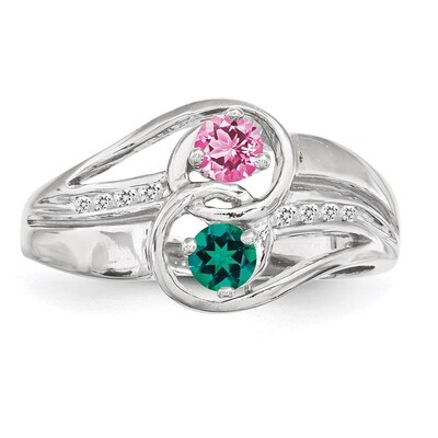 2 Birthstones Imitation and Diamond Couple Ring Sterling Silver XMR93/2SS-10, MPN: XMR93/2SS-10, 88…