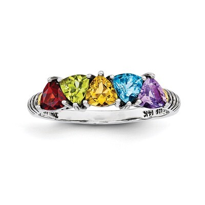 5 Birthstones &amp; 14k Five-stone Mother&#39;s Ring Sterling Silver QMR19/5-10, MPN: QMR19/5-10, 886774243…