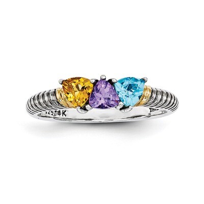 3 Birthstones &amp; 14k Three-stone Mother&#39;s Ring Sterling Silver QMR19/3-10, MPN: QMR19/3-10, 88677424…