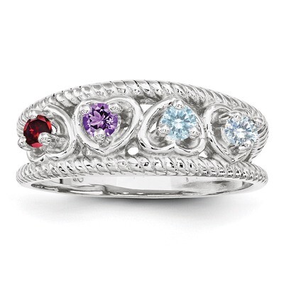 4 Birthstones Family Jewelry Ring Sterling Silver XMR65/4SS-5, MPN: XMR65/4SS-5, 886774322902