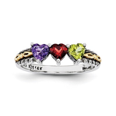 3 Birthstones &amp; 14k Three-stone Mother&#39;s Ring Sterling Silver QMR16/3-10, MPN: QMR16/3-10, 88677424…
