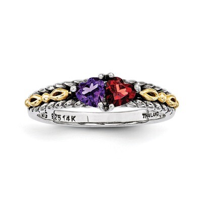 2 Birthstones &amp; 14k Two-stone Mother&#39;s Ring Sterling Silver QMR16/2-10, MPN: QMR16/2-10, 8867742429…