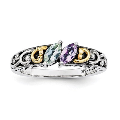 2 Birthstones &amp; 14k Two-stone Mother&#39;s Ring Sterling Silver QMR17/2-10, MPN: QMR17/2-10, 8867742431…
