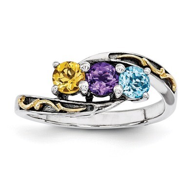 3 Birthstones &amp; 14k Three-stone Mother&#39;s Ring Sterling Silver QMR15/3-10, MPN: QMR15/3-10, 88677424…