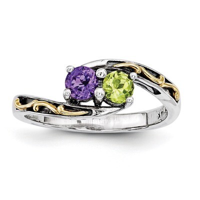 2 Birthstones &amp; 14k Two-stone Mother&#39;s Ring Sterling Silver QMR15/2-10, MPN: QMR15/2-10, 8867742427…