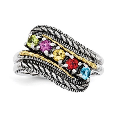 5 Birthstones &amp; 14k Five-stone Mother&#39;s Ring Sterling Silver QMR13/5-10, MPN: QMR13/5-10, 886774242…