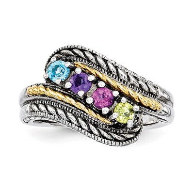 4 Birthstones &amp; 14k Four-stone Mother&#39;s Ring Sterling Silver QMR13/4-10, MPN: QMR13/4-10, 886774242…
