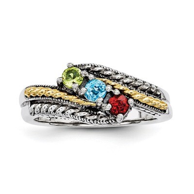 3 Birthstones &amp; 14k Three-stone Mother&#39;s Ring Sterling Silver QMR13/3-10, MPN: QMR13/3-10, 88677424…