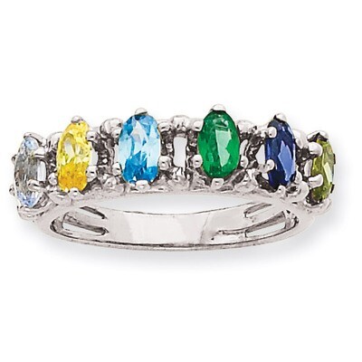 6 Birthstones Family Ring 14k White Gold XMRW52/6, MPN: XMRW52/6, 191101540998