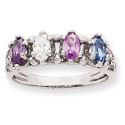 4 Birthstones Family Ring 14k White Gold XMRW52/4, MPN: XMRW52/4, 191101540974