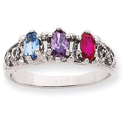 3 Birthstones Family Ring 14k White Gold XMRW52/3, MPN: XMRW52/3, 191101540967