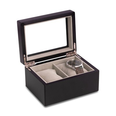 Matte Black Finish Wood 2-Watch Case GM18312, MPN: GM18312, 797140576891