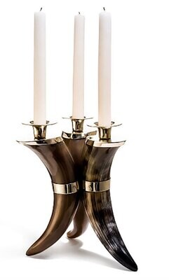 LADORADA Triple Horn Candle Holder HC-HB-CR-0900, MPN: HC-HB-CR-0900,